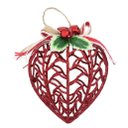 Ver imagem 1 de Kit Conjunto 9 Peças Decoração Enfeite Bola Coração Árvore Natal Vermelha Glitter Natalina 11,5cm
