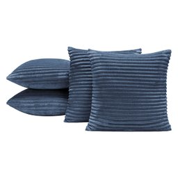 Kit 4 Capas de Almofada Bariloche 45x45 Decorativa Flannel Canelada Jacquard Sala Sofá Azul - 1