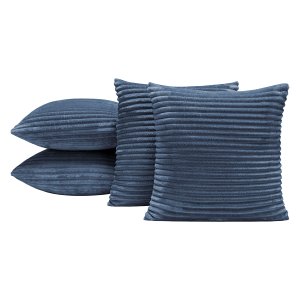 Kit 4 Capas de Almofada Bariloche 45x45 Decorativa Flannel Canelada Jacquard Sala Sofá Azul