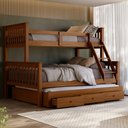Ver imagem 1 de Beliche Casal Solteiro de Madeira + Aux Casal com Gavetas Woodstore