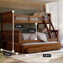 Ver imagem 3 de Beliche Casal Solteiro de Madeira + Aux Casal com Gavetas Woodstore