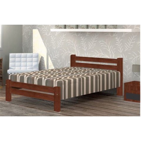 Cama de Casal Itália de Madeira Maciça Angelim Pedra/tauari - Cor Castanho