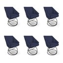 Ver imagem 1 de Kit 6 Poltronas Luxo Alana Veludo Azul Marinho Base Luxo Preto - Pallazio