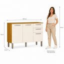 Ver imagem 6 de Balcão de Cozinha Mila 3 Portas 2 Gavetas com Tampo Cinamomo/Off White Espresso Móveis