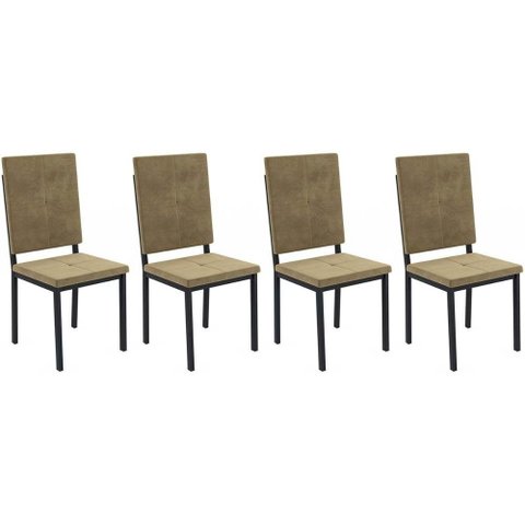 Cadeiras de Cozinha Dalian 2C126 Kit 4 Un Preto Fosco/Bege A036 Suede Veludo - Kappesberg