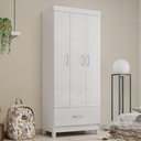 Ver imagem 2 de Guarda Roupa 3 Portas 1 Gaveta Prince D02 Branco - Mpozenato
