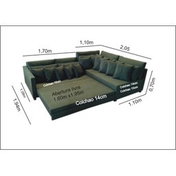 Sofá de Canto SFC_MA 06 que se Transforma em Sofá Cama de Casal Resistente e Confortável em Sarja - 4