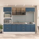 Ver imagem 1 de Cozinha Completa Amara 10 Portas 4 Gavetas com Vidro 40250784 Azul/branco - Politorno