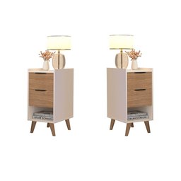 Kit 2 Mesas de Cabeceira Ape Pé Palito Off White / Cinamomo - Comprar Moveis em Casa - 1