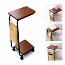 Ver imagem 4 de Mesa de Centro Retrô Lateral Multifuncional Retangular MDF Ferro 40cm Amadeirado com Rodízios