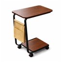 Ver imagem 2 de Mesa de Centro Retrô Lateral Multifuncional Retangular MDF Ferro 40cm Amadeirado com Rodízios