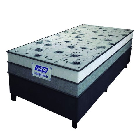 Cama Box Solteiro Colchão Espuma D33 Fort 88x188x59cm Cinza/Branco- Suporta até 150kg por Pessoa