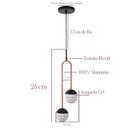 Ver imagem 2 de Lustre Pendente em Alumínio para 2 Lâmpadas com Vidro Globo Soquete G9 Tensao Bivolt