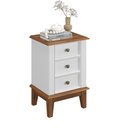 Ver imagem 3 de Mesa de Cabeceira Rústica Madeira Maciça 3 Gavetas Branco - Apaixone & Decore