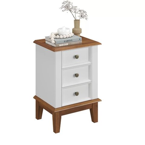 Mesa de Cabeceira Madeira Maciça - Branco