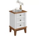 Ver imagem 1 de Mesa de Cabeceira Rústica Madeira Maciça 3 Gavetas Branco - Apaixone & Decore