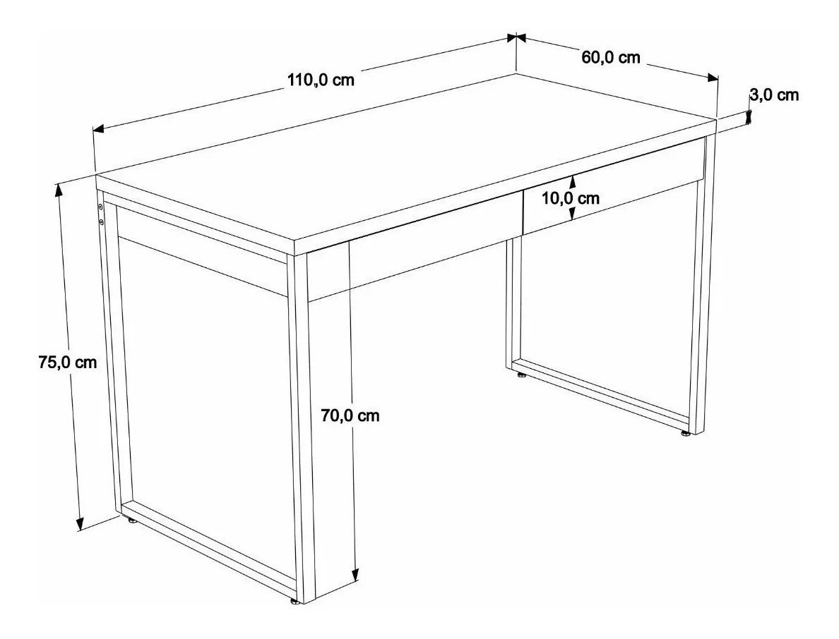 Mesa Escritório Office Estilo Industrial 1,10 M C/ 2 Gavetas - 5