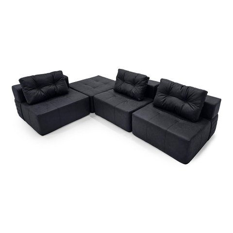 Sofá Modular de Chão Serena Nobuck Estrutura Zero Madeira 100% Espuma D28 Leve Layout