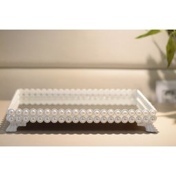 Bandeja Espelho Pérola Decora Elegante Fina Bar B088 Branco - 7
