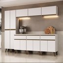 Ver imagem 1 de Cozinha Atlanta Gold 13 Portas 3 Gavetas MDP 241cm Branca Móveis Carraro