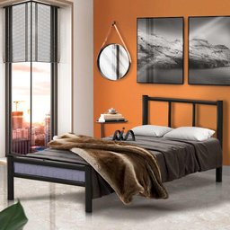 Cama De Aço Casal Tubular 1.38 Preto Jane Shop JM - 1