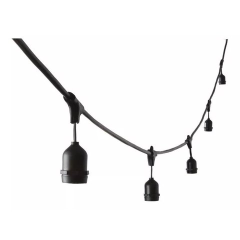 Cordão Varal de Luzes String Light Preto 5 Lâmpadas E27 5M EMBU LED