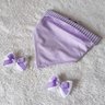 Roupa Pet Bandana Média Dupla Face listrada Lilás com 2 Laços - Tamanho M - 2