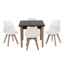 Ver imagem 1 de Conjunto Mesa de Jantar Juliette Preta 80cm com 4 Cadeiras Leda - Branca