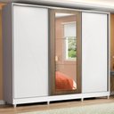 Ver imagem 1 de Guarda Roupa Casal 100% Mdf Madesa Eros 3 Portas de Correr com Espelho com Pés - Branco/rustic