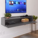 Ver imagem 4 de Rack Suspenso Home Classic Estante Tv 32 Polegadas 1 Porta Puxador Concha Quarto Sala Recepção Retrô