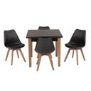 Ver imagem 1 de Conjunto Mesa de Jantar Juliette Preta 80cm com 4 Cadeiras Leda - Preta