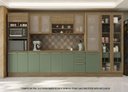 Ver imagem 1 de Armário de Cozinha Modulada Completa Reta 9 Peças 4,00m Botanic Kappesberg - Nogueira/Verde Oliva