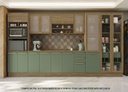 Ver imagem 1 de Armário de Cozinha Modulada Completa Reta 9 Peças 4,00m Botanic Kappesberg - Nogueira/verde Oliva