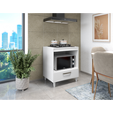Ver imagem 2 de Balcão Branco para Cozinha Suporte para Cooktop 4 Bocas com Gaveta Espaçosa
