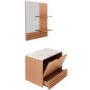 Ver imagem 2 de Kit Gabinete e Espelheira de Banheiro 60 Cm Sâmia Amêndoa/mármore Branco