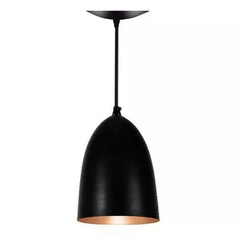 Pendente BALA  Lustre Luminaria de Teto PRETO TEXTURA/COBRE
