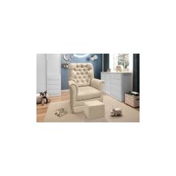 Poltrona de Amamentação Agatha com Balanço e Puff Suede Bege - 2