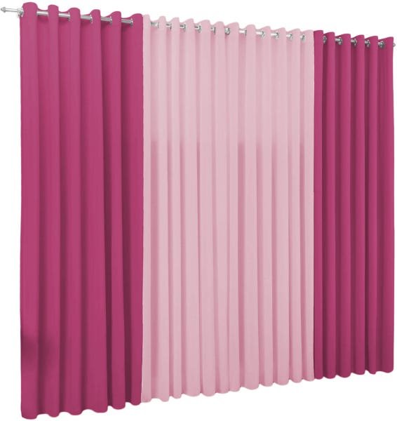 Cortina Samara 4 00 X 2 60 Para Sala Ou Quarto:pink/rosa
