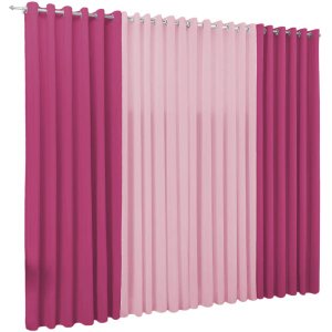 Cortina Samara 4 00 X 2 60 Para Sala Ou Quarto:pink/rosa