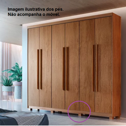 Kit com 6 Pés Armários Multiuso Guarda Roupas Roman Marrom - 3