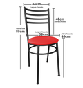 Ver imagem 5 de Conjunto 2 Cadeiras Jantar de Metal Preto e Assento Estofado Vermelho