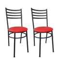 Ver imagem 1 de Conjunto 2 Cadeiras Jantar de Metal Preto e Assento Estofado Vermelho