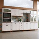 Ver imagem 1 de Cozinha Completa Modulada 6 Peças em MDF Joy Branco/Off White/Nogueira