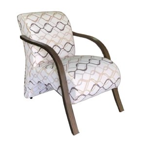 Poltrona Stilo Decorativa Estampado com Braços em Madeira - Dora Bela