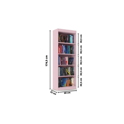 Organizador Livreiro para Sala Escritório Encanto 4 Prateleira Rosa - 3