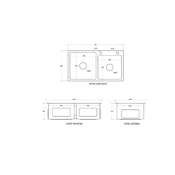 Cuba Pia Gourmet Dupla Cozinha Aço Inox com Acessório - Brinovar - 6