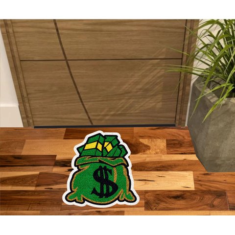 Tapete Vinil Saco de Dolar Dinheiro Cifrão 60x60 Cm Formato.:verde Bandeira