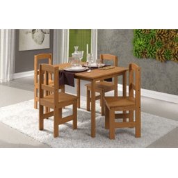 Conjunto Mesa de Madeira 1,10 com 4 Cadeiras Brasil - Chocolate - 1