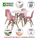 Ver imagem 2 de Conjunto De Mesa Madeira Infantil 68Cm Quadrado Branco 4 Cadeiras Rosa Cor: Branco