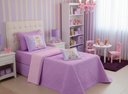 Ver imagem 1 de Kit Cobre Leito Solteiro Infantil Princesa Ursa 4 Peças Dupla Face Matelassado: Lilás